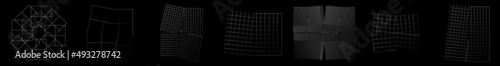 Mirrored, tweaked irregular grid, mesh, grating and lattice geometric vector element, pattern, texture photo