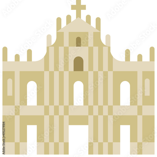 ruins of saint paul's flat icon