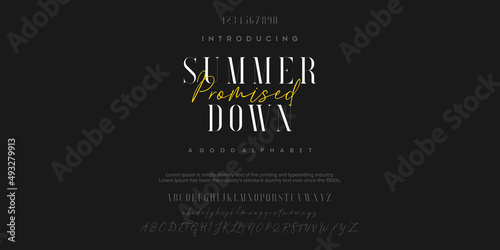 Abstract Fashion font alphabet. Typography typeface uppercase lowercase and number. vector illustrations.