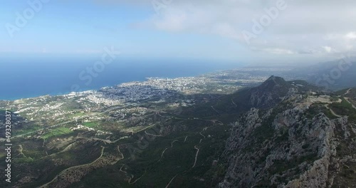 Lefkosa (Lefkoşa) city, st. View of Nicosia from Hilarion Castle, Northern CYPRUS photo