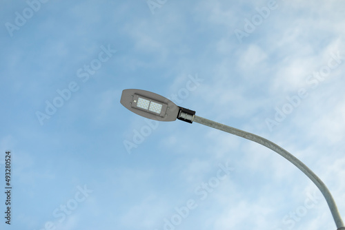 LED lighting on street. Equipment in park. Lighting fixture.