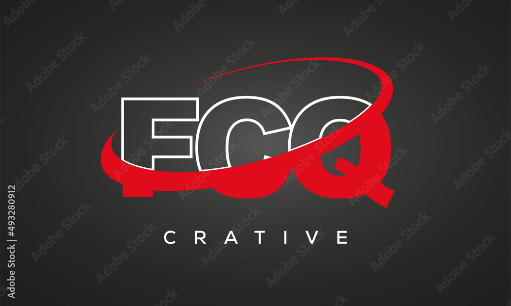FCQ creative letters logo with 360 symbol vector art template design