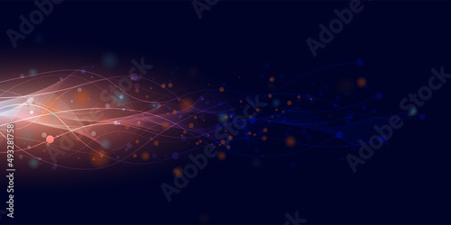 Orange and blue technology background.Science network abstract concept graphic design.