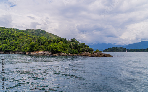 Panoramic view of beautiful tropical landscapes on the coast of Paraty, Rio de Janeiro, Brazil
