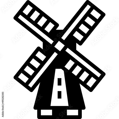 kinderdijk windmills solid line icon