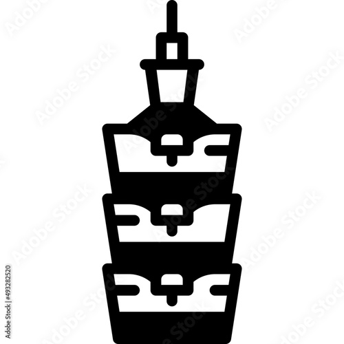 taipei 101 solid outline icon