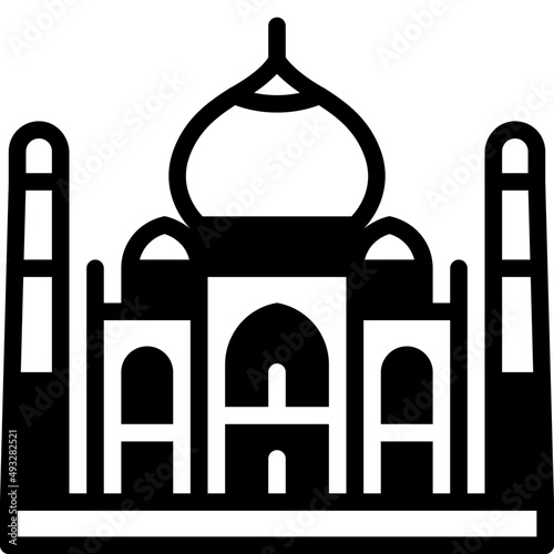 taj mahal solid line icon