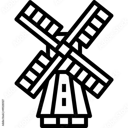 kinderdijk windmills line icon
