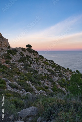 Landscapes at sunset of the Sierra de Irta between Pe    scola and Alcocebre. In winter