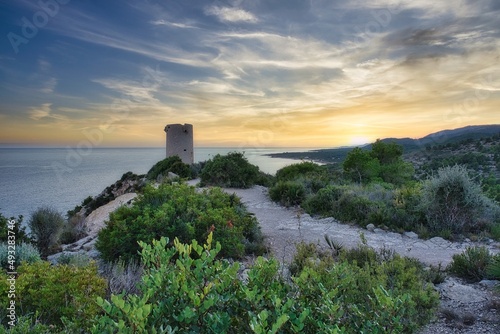 Landscapes at sunset of the Sierra de Irta between Peñíscola and Alcocebre. In winter