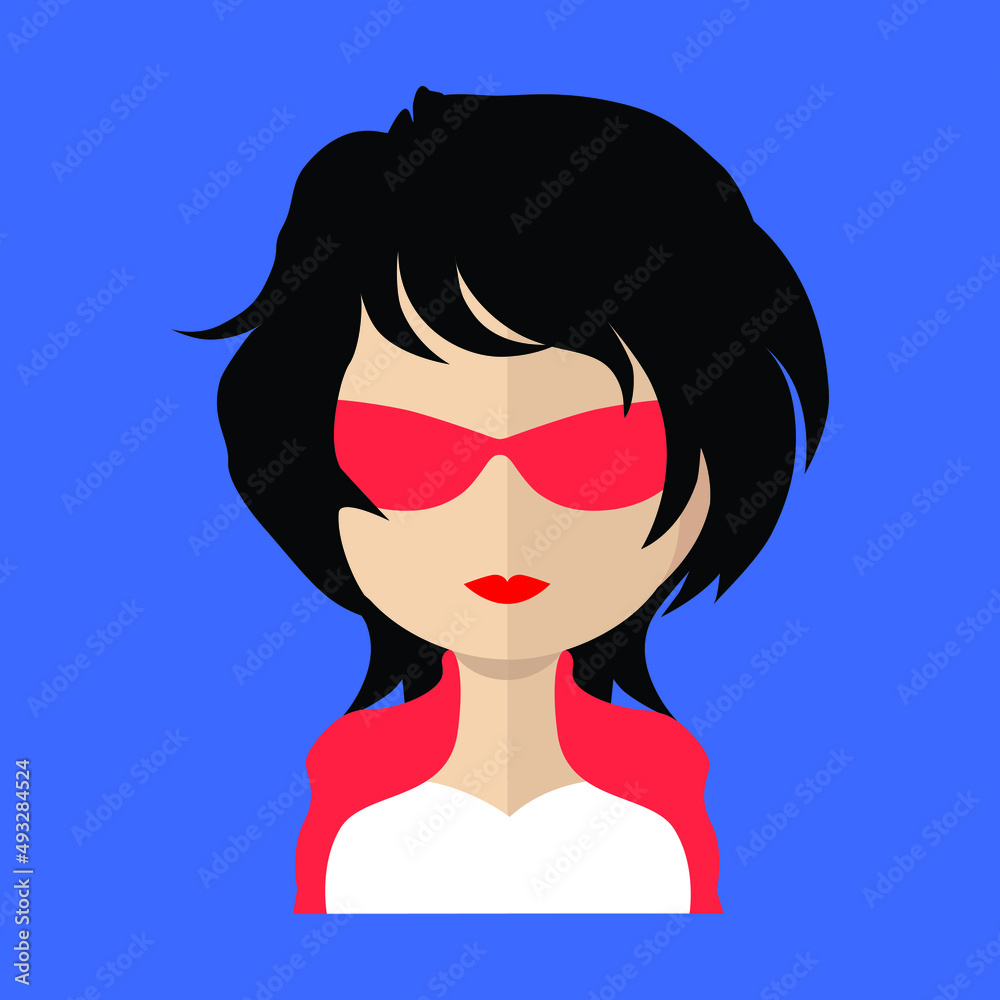 Female avatar of the wearing Sunglasses. Full face portrait of a pretty young Female avatar of the wearing Sunglasses. Full face portrait of a pretty young