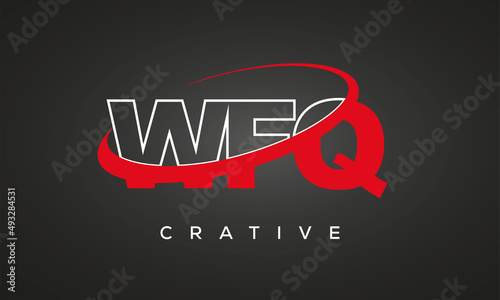 WFQ creative letters logo with 360 symbol vector art template design