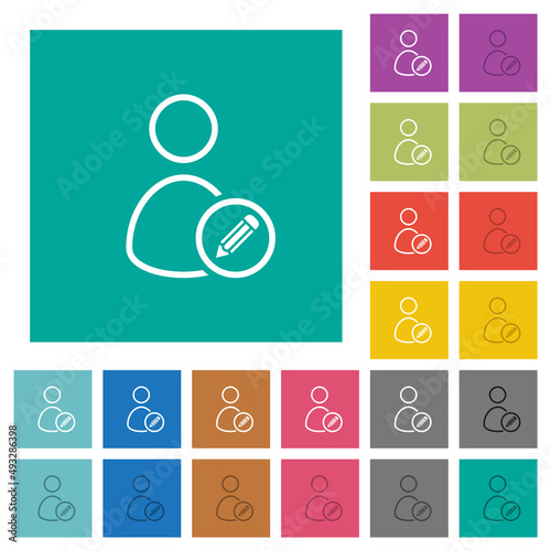 Edit user account outline square flat multi colored icons