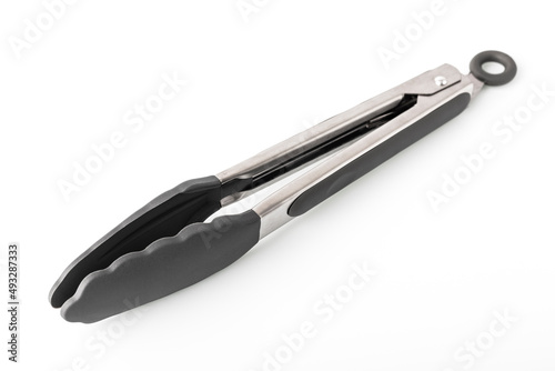 Trudeau tongs for use in the kitchen or barbecue on a white background. Kitchen tool concept. isolated object