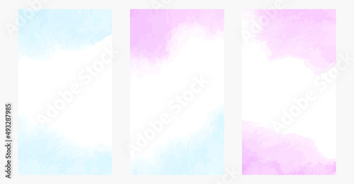 set of watercolor texture background of pink and blue spots