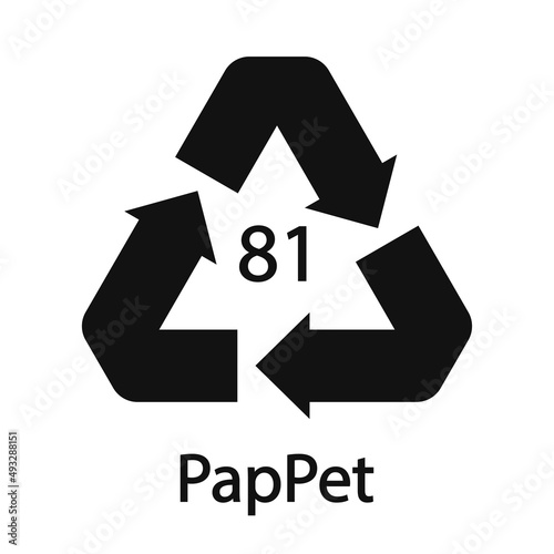 Paper (cardboard). Recycling codes 81 PapPet. Composite materials sign. Vector illustration