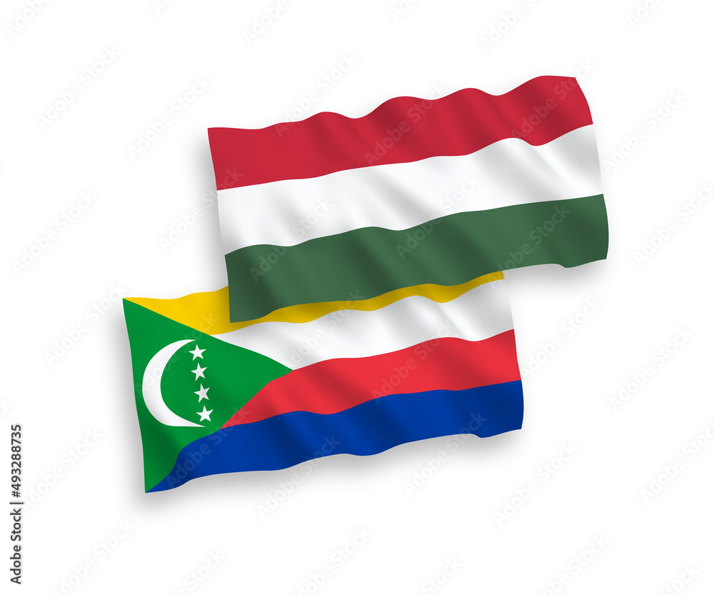 Flags of Union of the Comoros and Hungary on a white background Flags of Union of the Comoros and Hungary on a white background