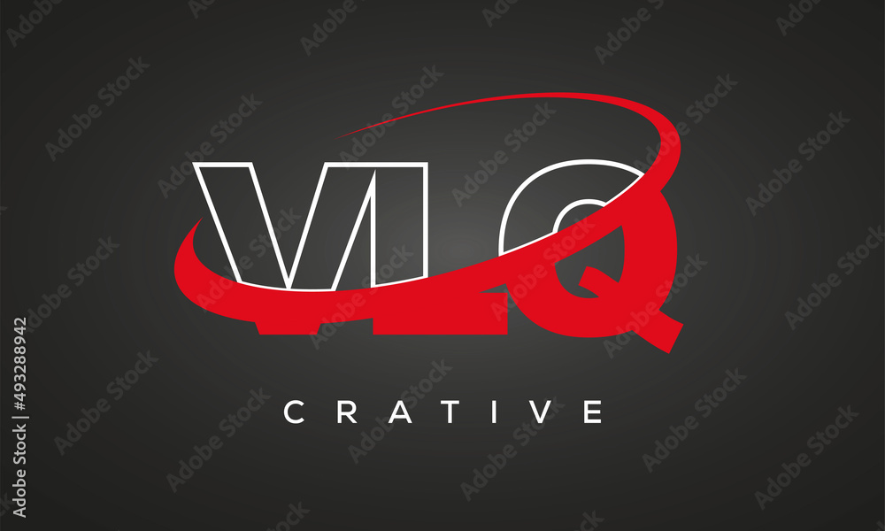 VLQ creative letters logo with 360 symbol vector art template design