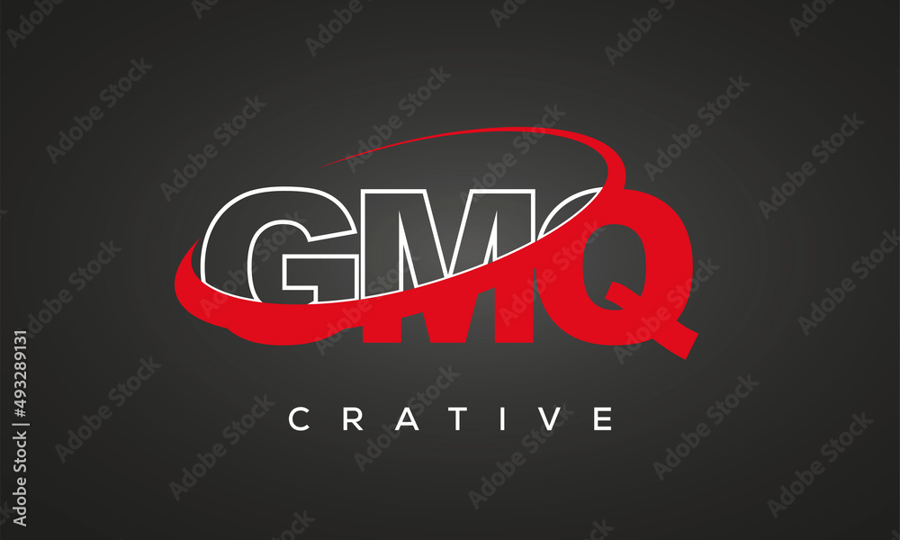GMQ creative letters logo with 360 symbol vector art template design
