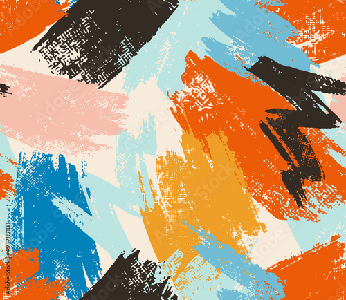 Abstract Artistic Brush Strokes Seamless Pattern