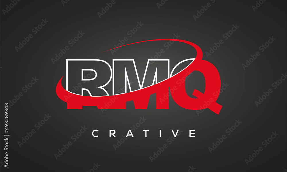 RMQ creative letters logo with 360 symbol vector art template design