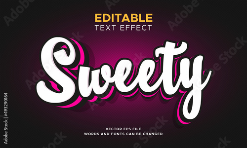 Sweety text effect. Editable 3d fancy font style perfect for logo, title or heading