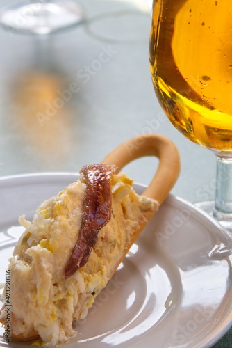 Close-up of a marinera, a typical appetizer from Murcia that is part of the gastronomic culture of the province