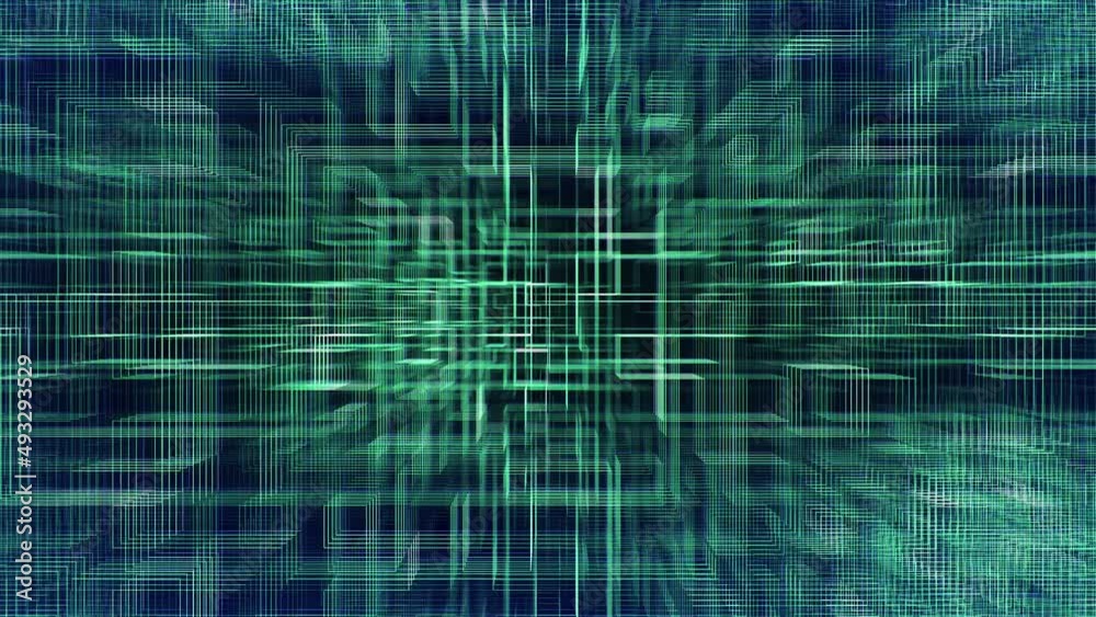 Green Blue 3D Circuit Geometries Loop R Animation Background