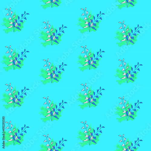 Vector seamless half-drop pattern  with leaves 