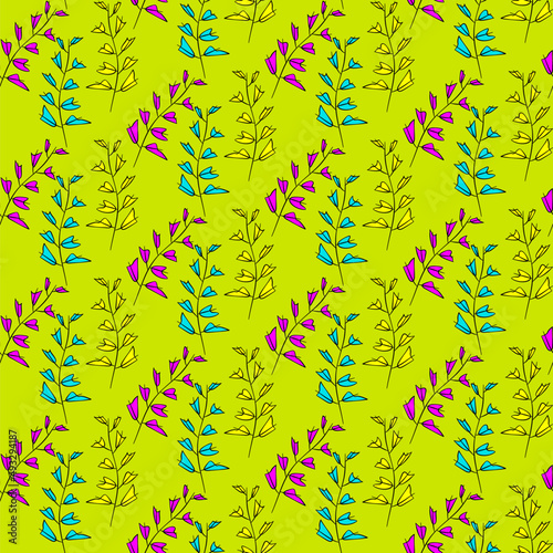 Vector seamless half-drop pattern, with leaves 