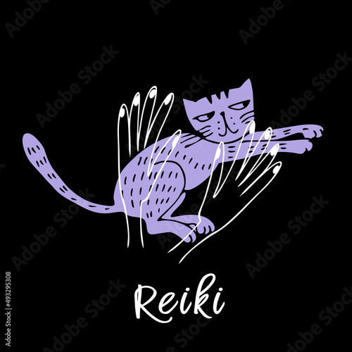 Reiki healing of animals. Logo. Vector.