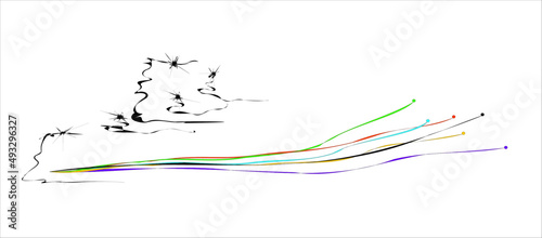 Set of vector trinkets. All colors of the rainbow from one point. Solo use.