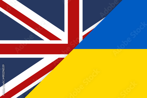 Canvas-taulu United Kingdom with Ukraine flags