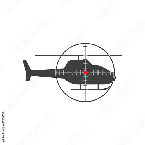 helicopter icon on the scope. vector over white background. photo