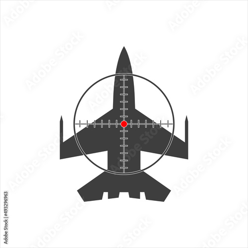 military aircraft icon on the sight. vector over white background photo