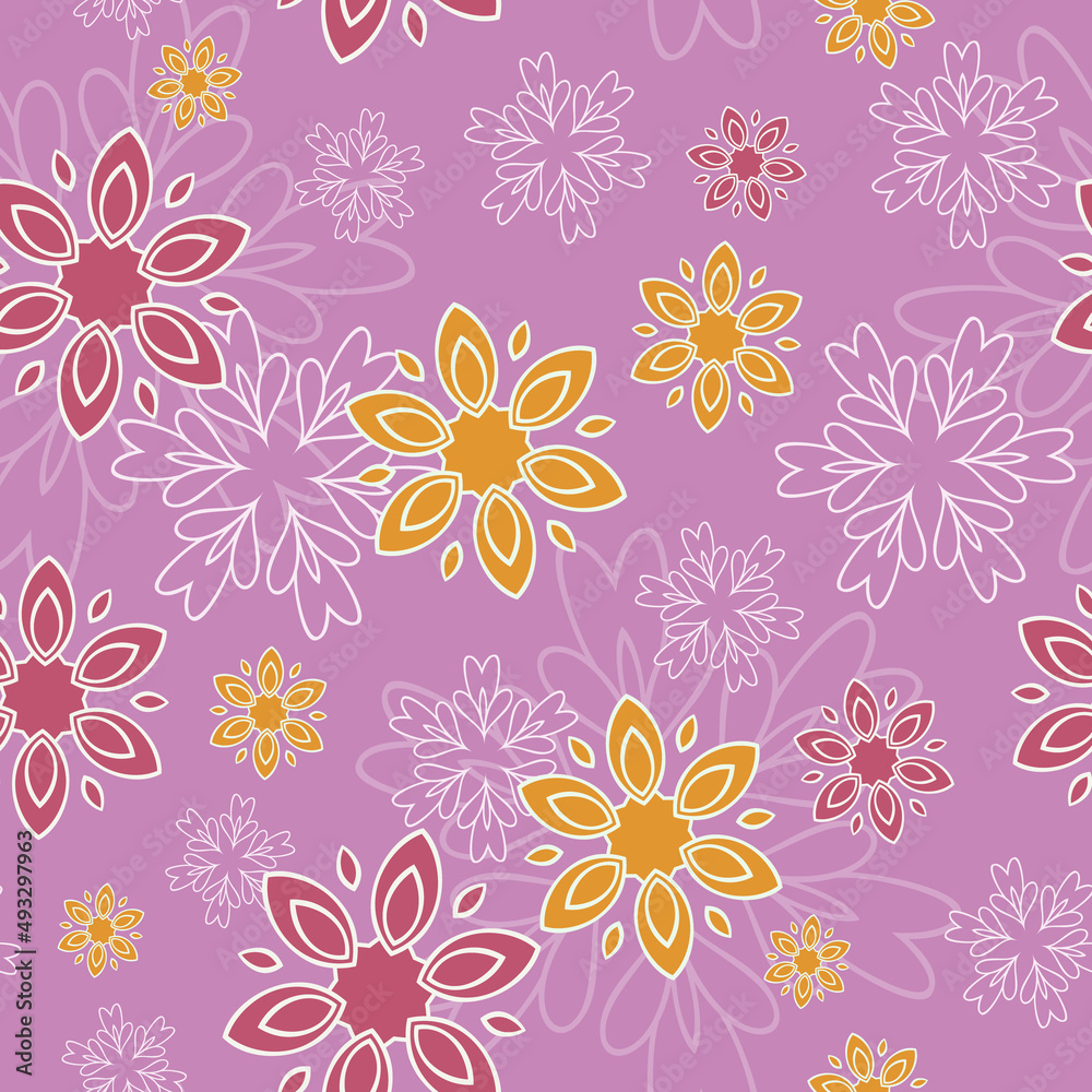 Bright fantasy floral pattern. Seamless vector background Bright fantasy floral pattern. Seamless vector background