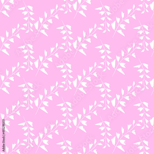 Vector seamless half-drop pattern, with leaves