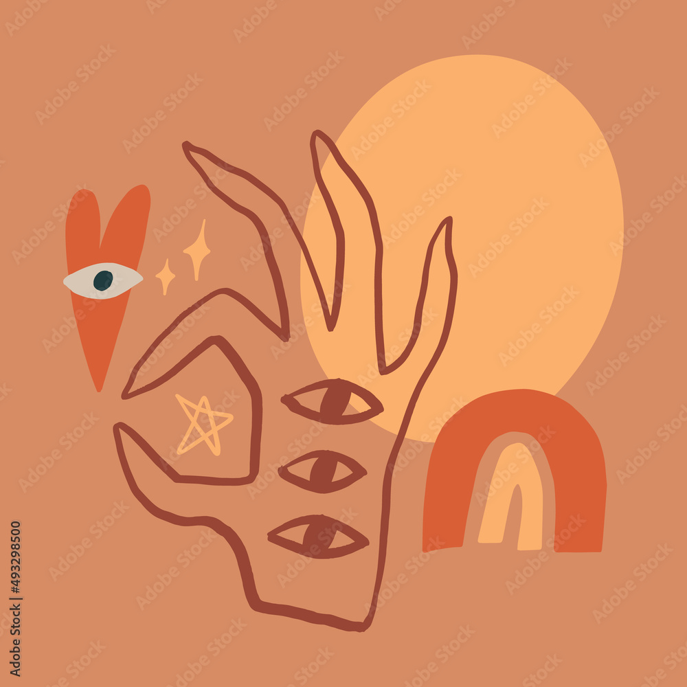 Obraz premium Reiki hand energy magical hands vector illustration