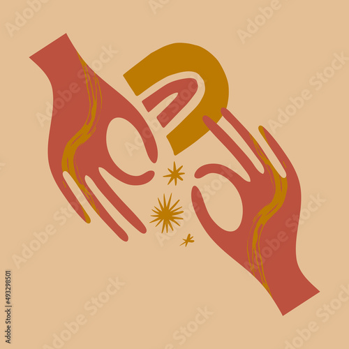 Reiki hand energy magical hands vector illustration
