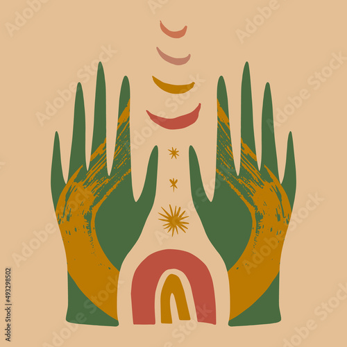 Reiki hand energy magical hands vector illustration