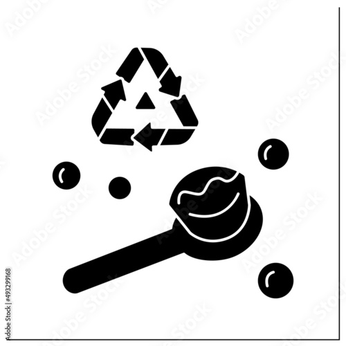 Bath scrubber glyph icon. Natural bath brush. Recycling sign. Concept of ecology friendly zero waste body care product.Filled flat sign. Isolated silhouette vector illustration