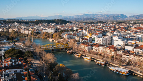 Cityscape of Manavgat on a sunny day. Aerial view photo