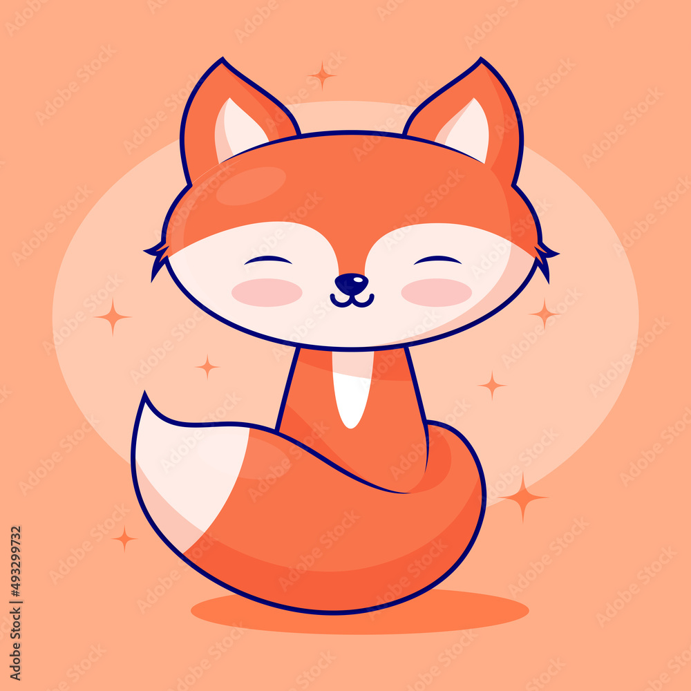 Cute cartoon fox in modern simple flat style Cute cartoon fox in modern simple flat style