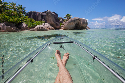 ugc from beach holidays, pov feet on kayak, selfie photo
