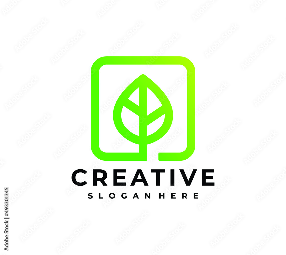 Leaf Square Logo Design Inspiration