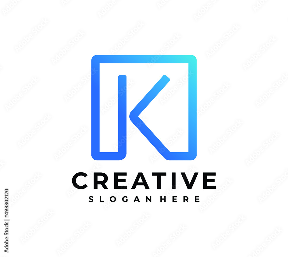 Letter K Square Logo Design Inspiration