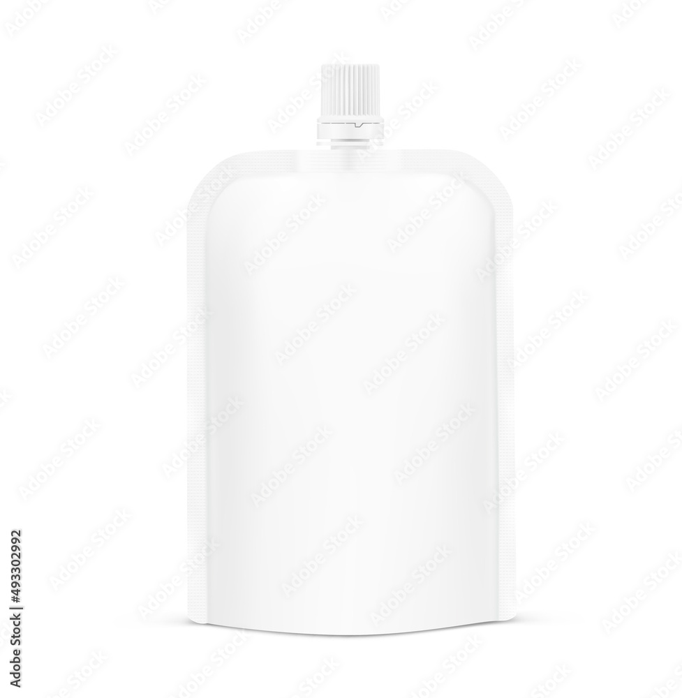 Pouch bag mockup with round corner. Vector illustration isolated on white background. Front view. Can be use for template your design, presentation, promo, ad. EPS10. Pouch bag mockup with round corner. Vector illustration isolated on white background. Front view. Can be use for template your design, presentation, promo, ad. EPS10.