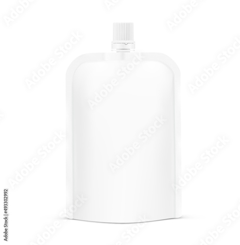 Pouch bag mockup with round corner. Vector illustration isolated on white background. Front view. Can be use for template your design, presentation, promo, ad. EPS10.