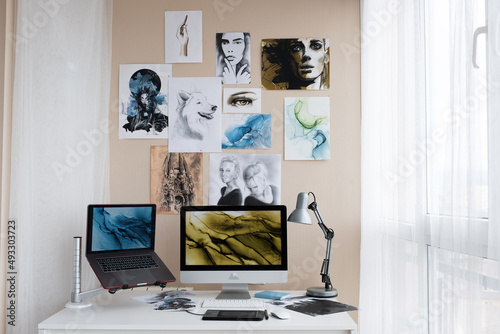 Home office of professional artist