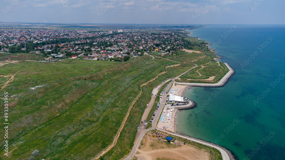 Beautiful coast of the Black Sea. Aerial view. Odessa. Ukraine.